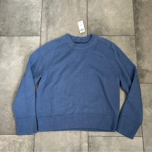 NEW The A&F Madeline Cotton-Blend Crew Sweater Blue XS